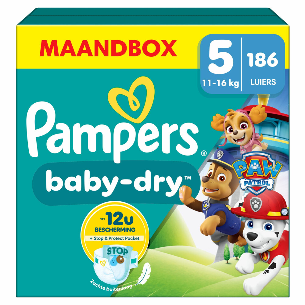 Pampers Baby Dry Luiers Paw Patrol Maat 5 (11-16 kg) 186 stuks
