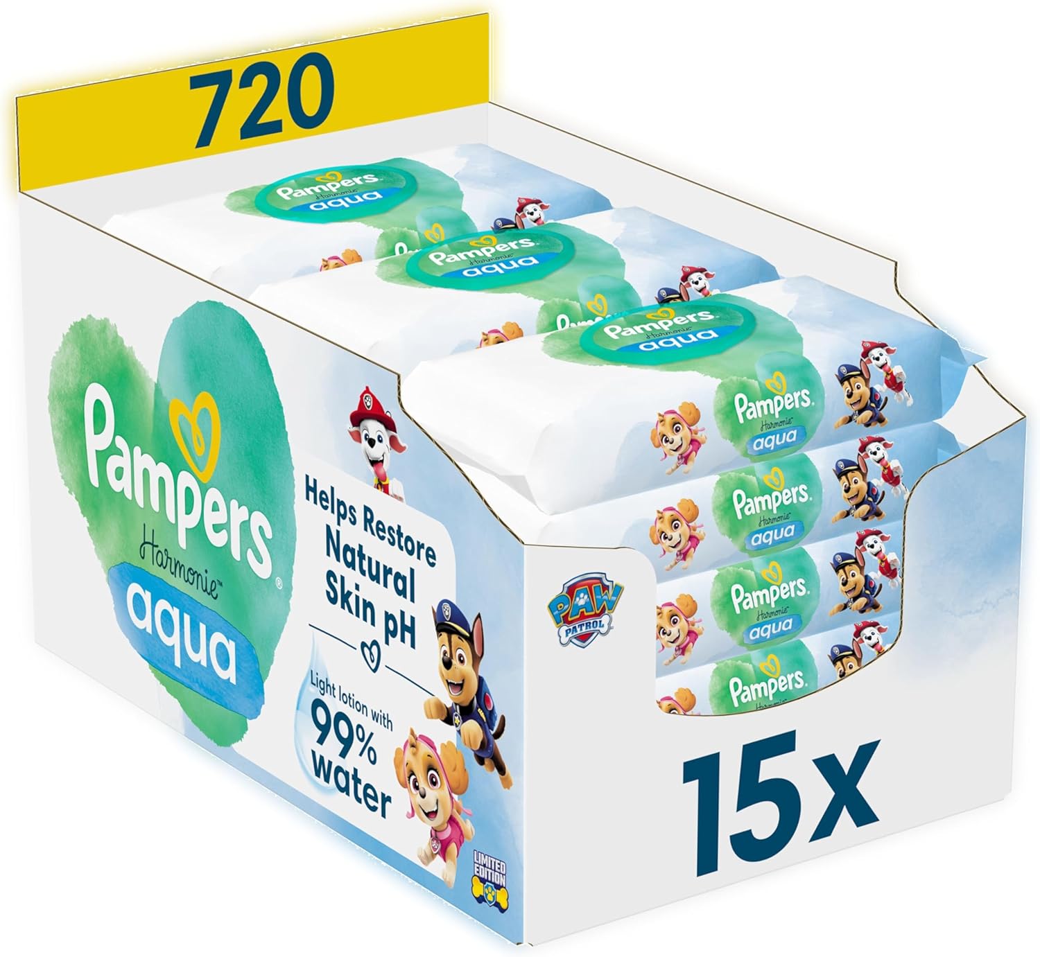 Pampers - Harmonie Aqua - Billendoekjes - Paw Patrol - 15 x 48 stuks 720 stuks