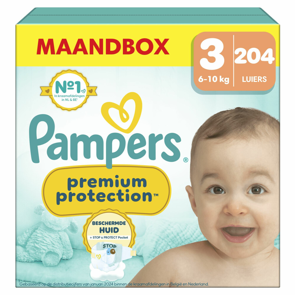 Pampers Premium Protection luiers maat 3 (6-10 kg) 204 stuks