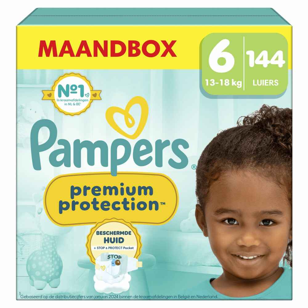 Pampers Premium Protection maat 6 maandbox 144 stuks