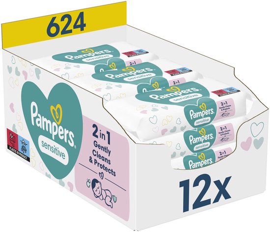 Pampers Sensitive Billendoekjes - 12 x 52 = 624 doekjes