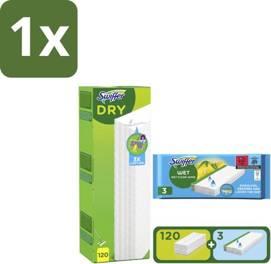 Swiffer vloerdoekjes voordeelset - 120 droge en 3 natte doekjes