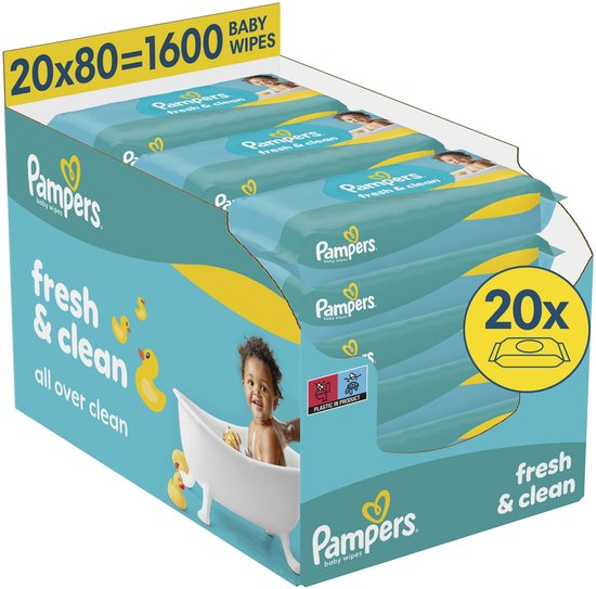 Pampers Fresh Clean Billendoekjes - 20 x 80 = 1600 doekjes