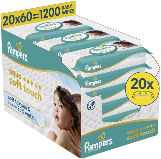 Pampers Aqua Soft Touch Billendoekjes - 20 x 60 = 1200 doekjes