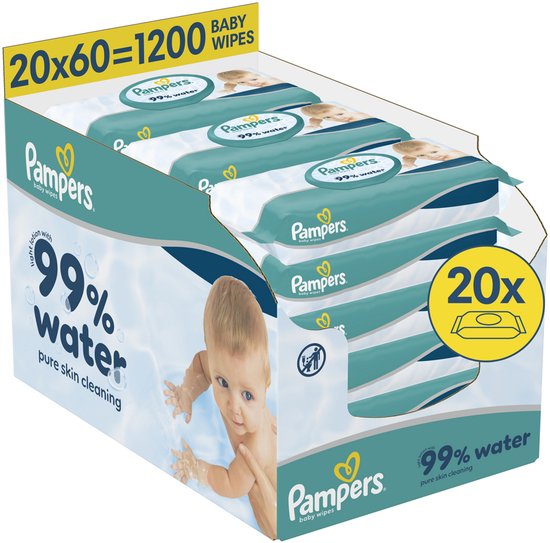 Pampers 99% Water Billendoekjes - 20 x 60 = 1200 doekjes