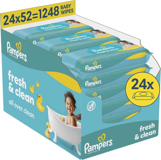 Pampers Fresh Clean Billendoekjes - 24 x 52 = 1248 doekjes